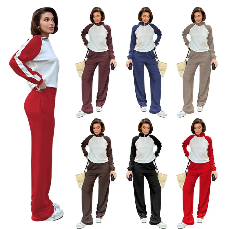 

Новые женские модные повседневные широкие брюки, комплект Blo Design, длинная застежка-молния, удобная весенняя коллекция