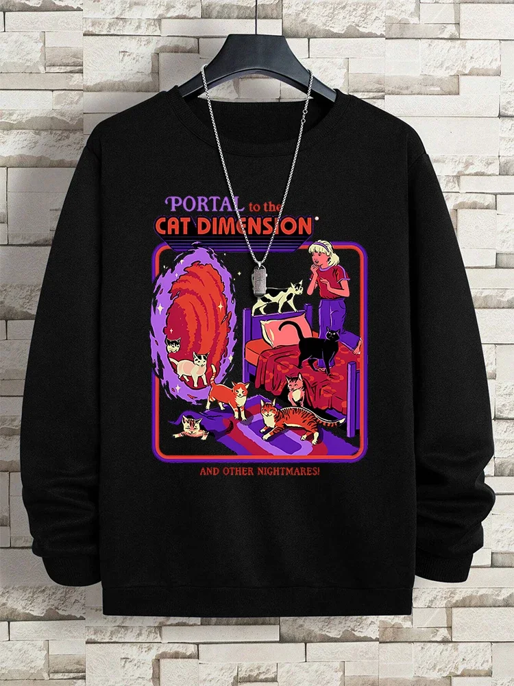 

Halloween Portal To The Cat Dimension Men Women Hoodies Casual Pint Sportswear Fashion Loose Sweatshirt Harajuku Clothes Couple