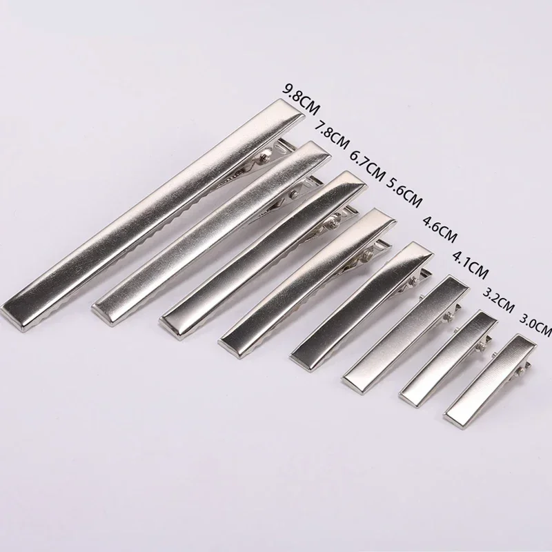 100Pcs Silver Metal Alligator Hair Clip DIY Single Prong Jewelry Headgear Bases Hair Styling Tools For Hair Salon barber shop