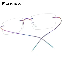 FONEX Rimless Titanium Glasses Men Brand Design Frameless Eyeglasses Women High-Quality Ultralight-Weight Japanese Eyewear 85707
