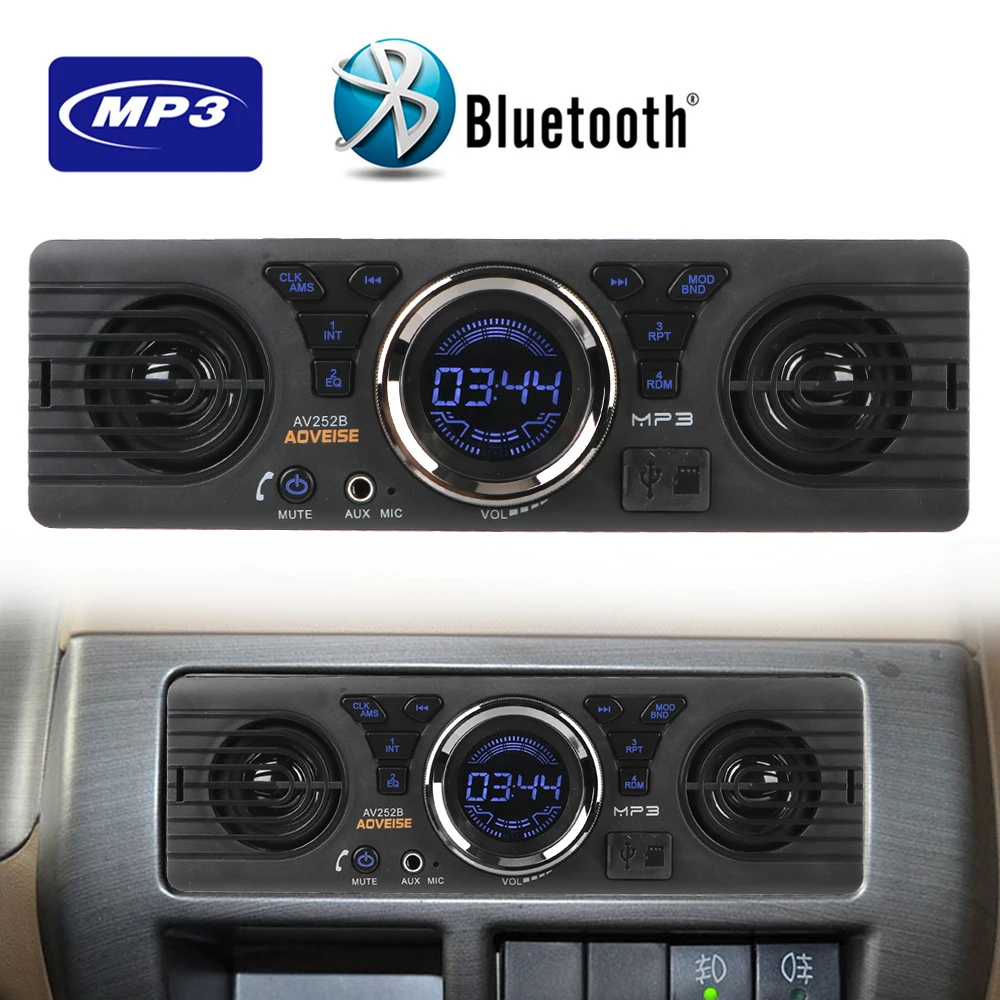 

Bluetooth Hands-free 1 Din FM Audio AUX Вход USB TF-карта MP3-плеер Зарядка телефона Автомобильный радиоприемник Встроенные 2 динамика