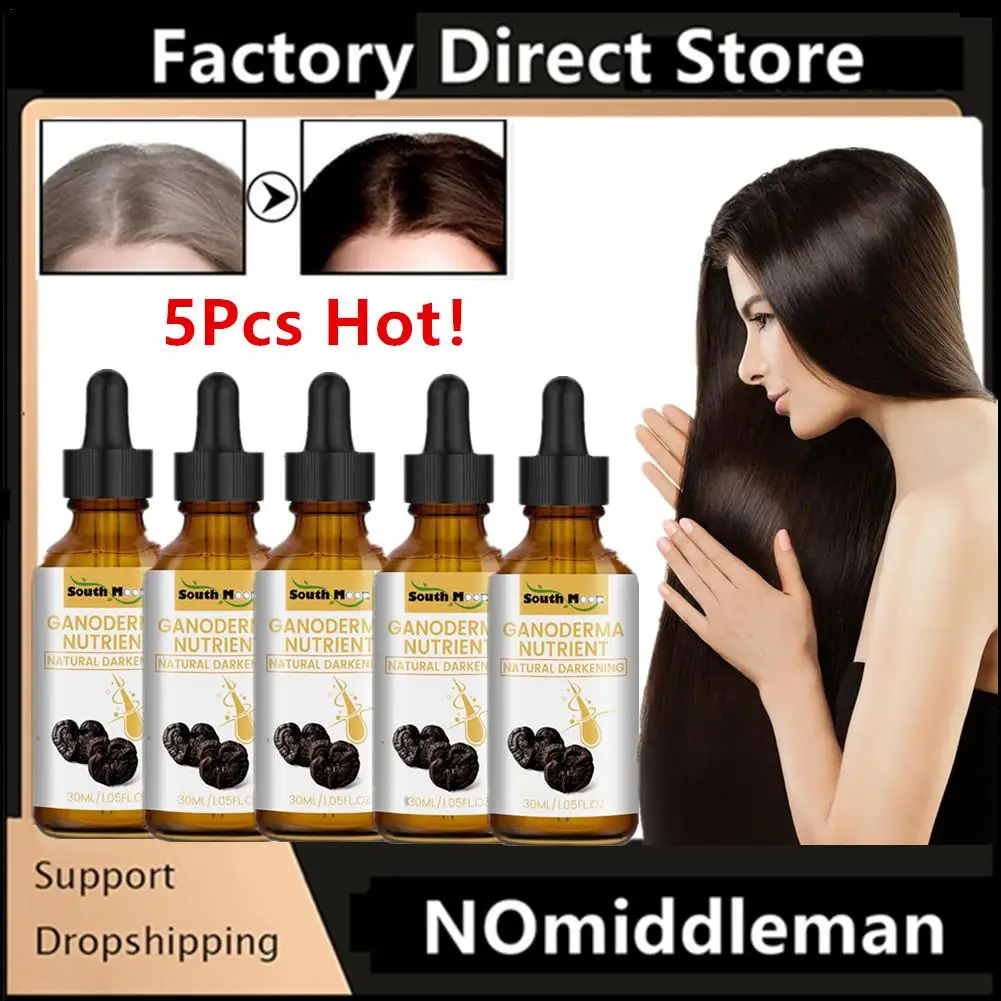 

5Pcs Grey Hair Reverse Serums Ganoderma Nutrient Natural Darkening Serums 30ml Anti-Greying Hair Serums Hair Product