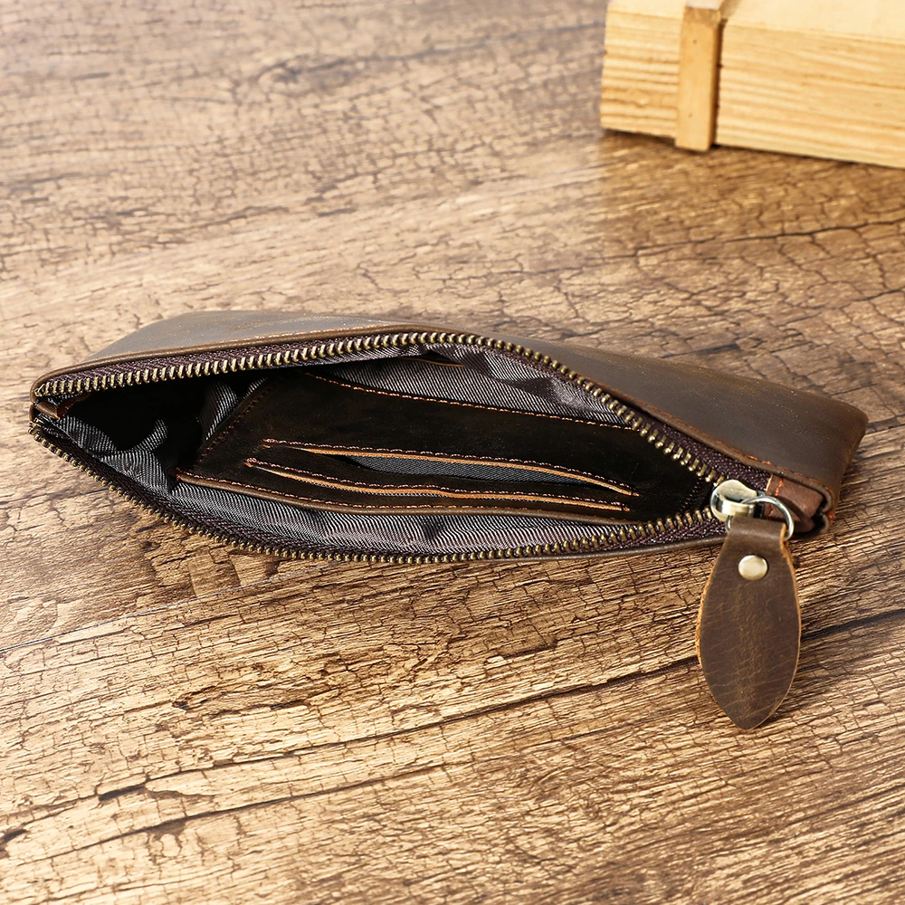 กระเป๋าสตางค์ยาววินเทจสำหรับผู้ชาย กระเป๋าซิปพร้อมช่องใส่บัตร สำหรับใส่ธนบัตร เหรียญ กุญแจ ตั๋ว หนังสือเดินทาง กระเป๋าหนังแบบคลัทช์