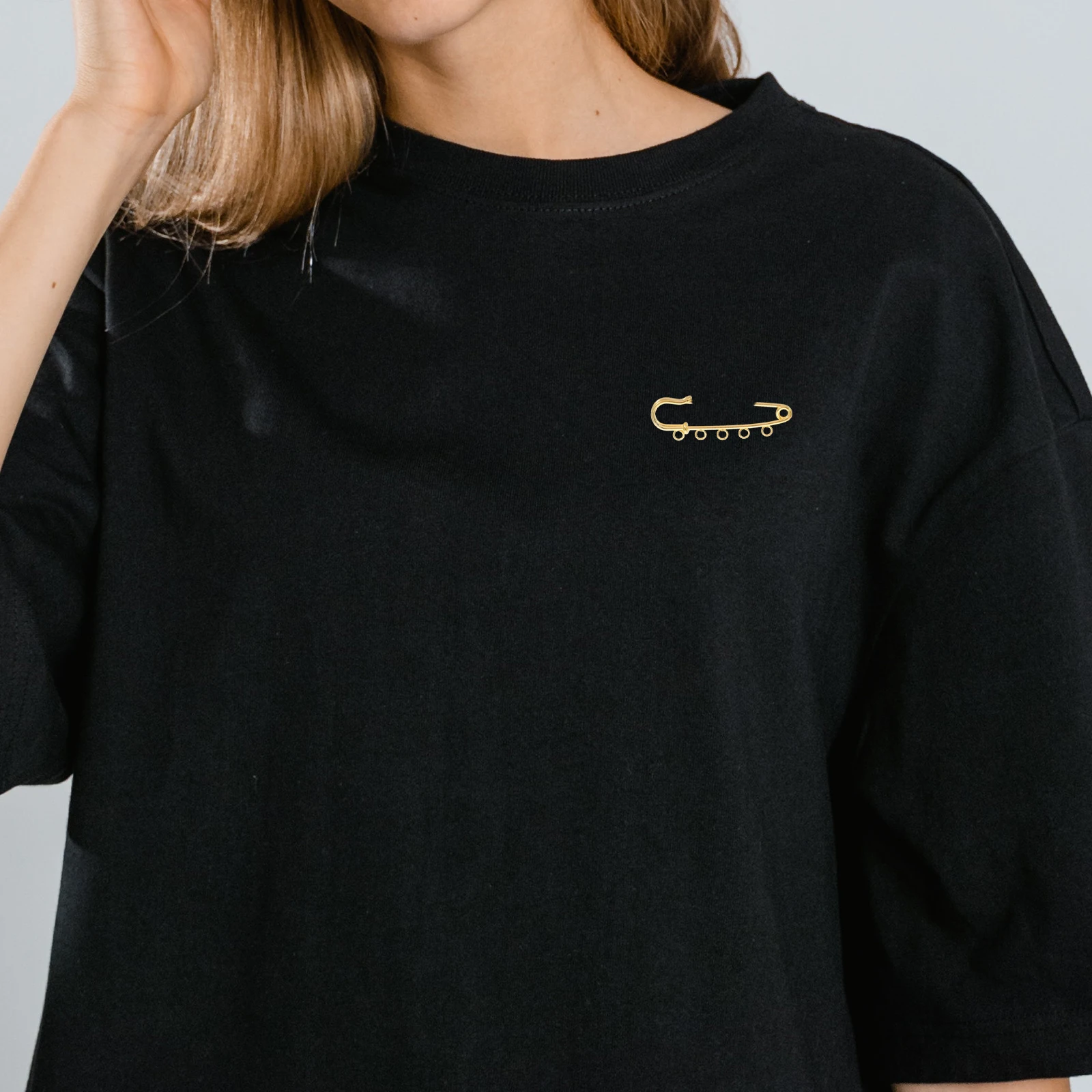 

10Pcs Alloy Safety Pins with Holes for DIY Brooch Making Craft Pins Heavy Duty Decorative Metal Clothing Fixing Clips