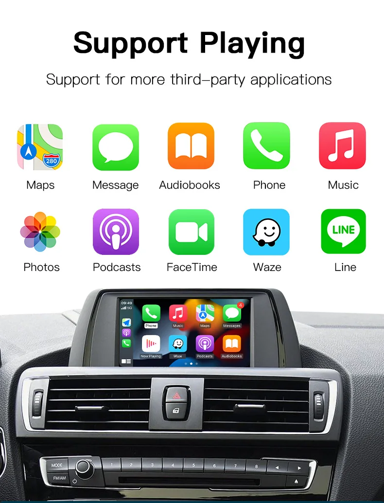 CarPlay ไร้สายสำหรับ BMW, NBT, CIC System, 1 2 3 4 5 6 7 Series X1 X3 X4 X5 X6 E60ขนาดเล็ก E84 E70 F26 F25 F10 F11 F20 F21ที่ที่มีการที่