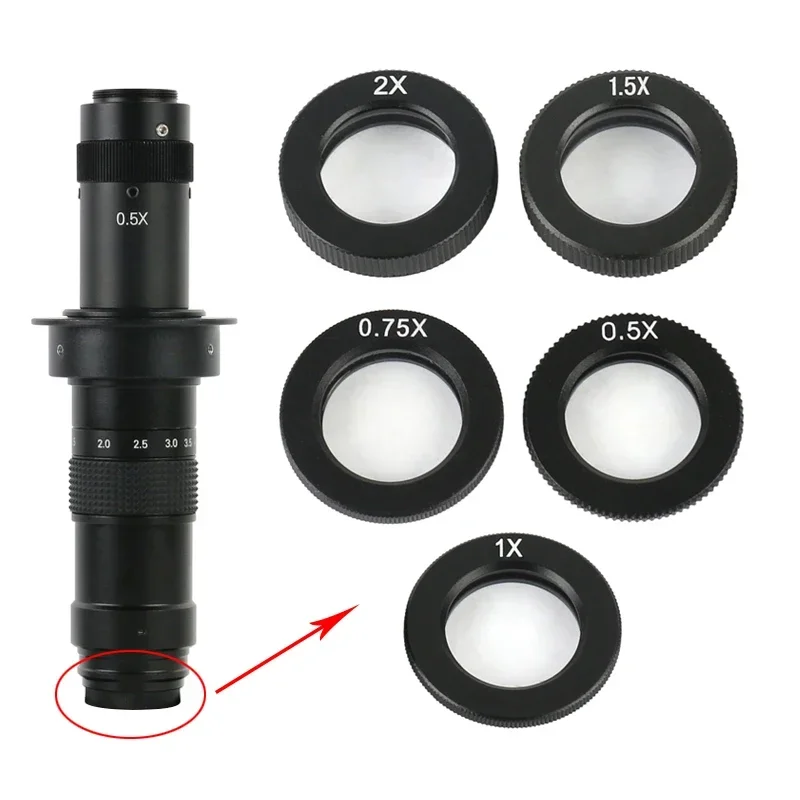 0.5X 0.75X 1X 1.5X 2.0X Barlow Auxiliary Lens M24 For 180X 300X Zoom C Mount Precision Parallel Optical Objective Glass