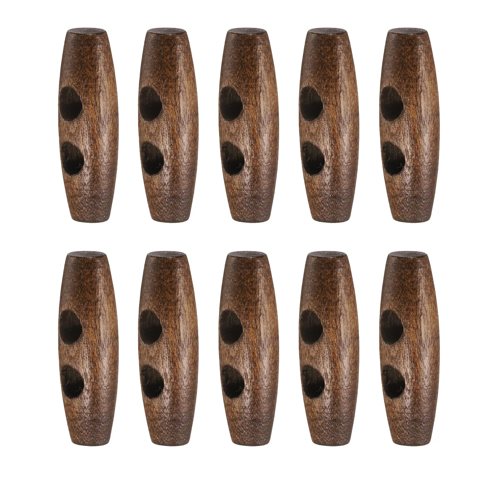10pcs Wooden Toggle Buttons 30-60mm 2-Hole Olive Wood Horn Oval Buttons Sewing Accessories for Coat Sweaters Clothing DIY Craft