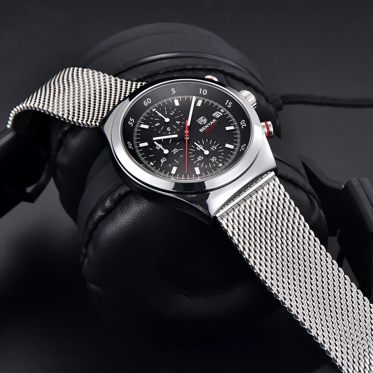 BENYAR أفضل العلامات التجارية الفاخرة رجال الأعمال الترفيه ساعة شبكة باند كوارتز توقيت ساعة رجالي 30 متر مقاوم للماء