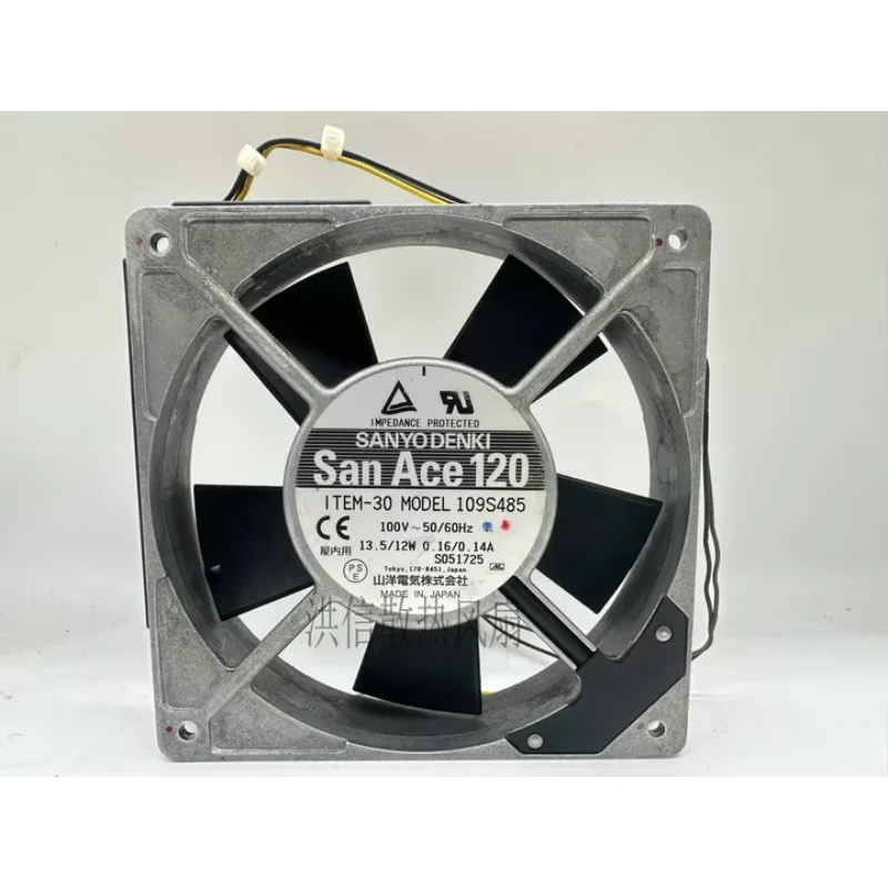 

SANYO DENKI 109S485 DC 100 В 0,16 А 0,14 А 120x120x25 мм 3-проводной охлаждающий вентилятор для сервера