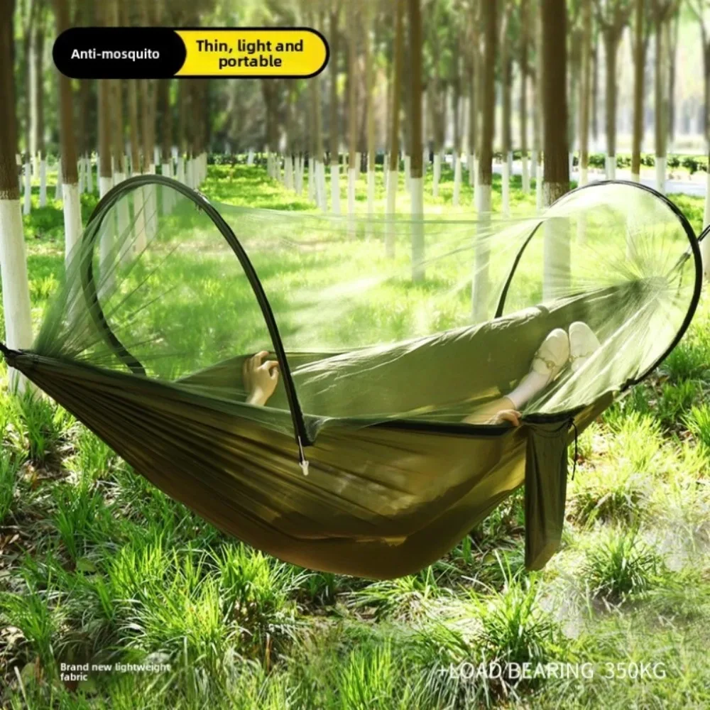 Outdoor Single Double Mosquito Net Hammock Insect Proof Nylon Swing Outdoor Camping Large Space Anti Rollover Multifunctional