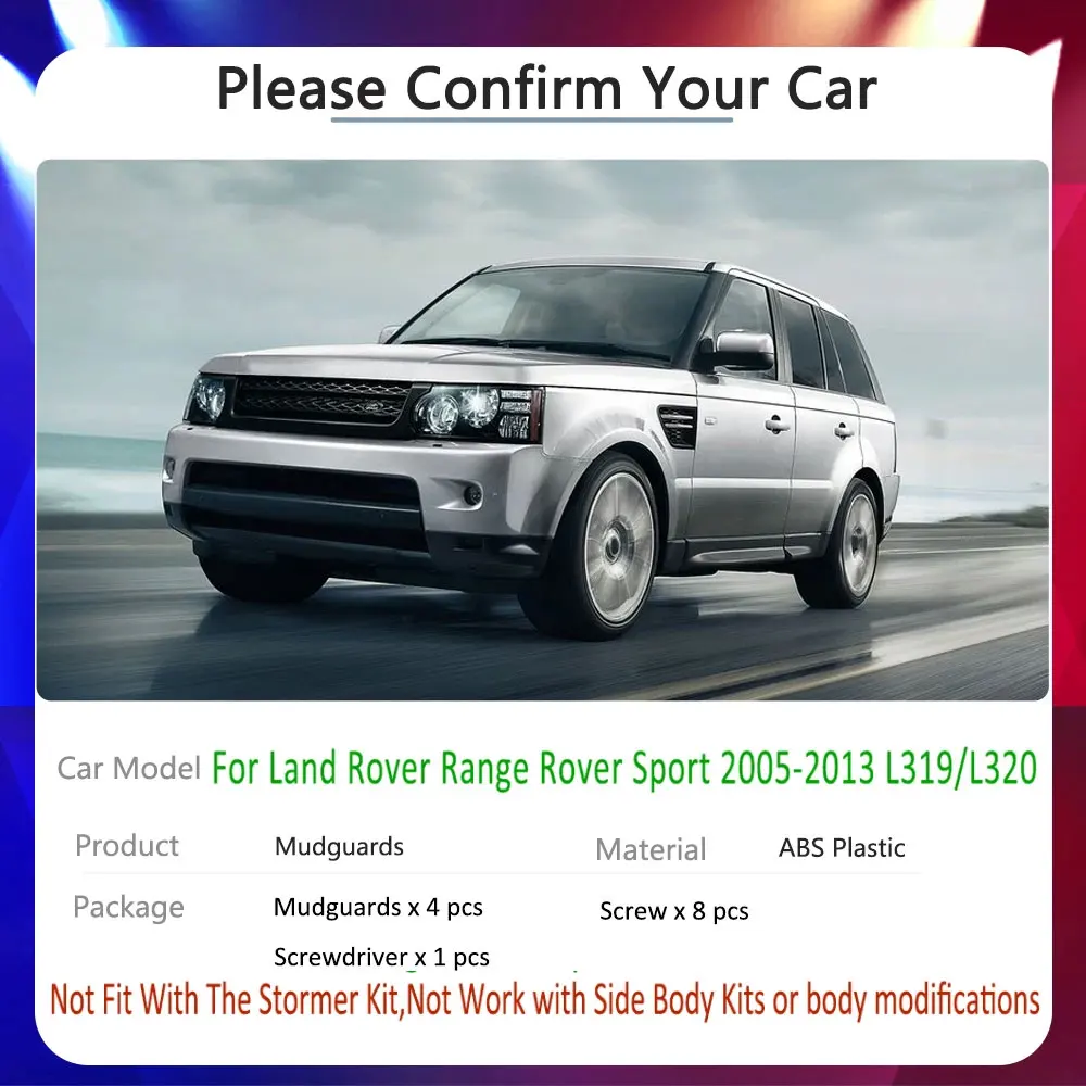 

For Land Rover Range Rover Sport 2005~2013 L319 L320 Car Fender Mud Flap Mudguards Splash Guards Flaps Car Accessories Stickers