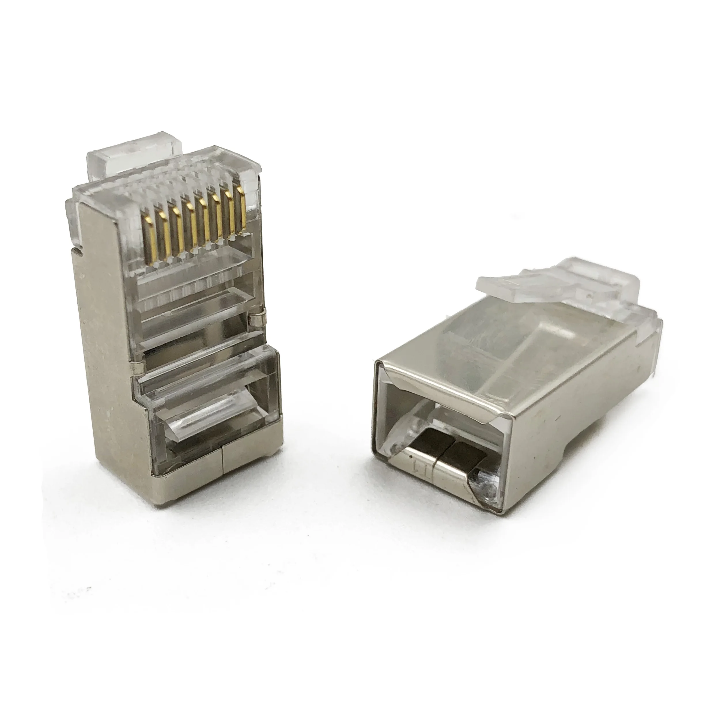 50/100PCS RJ45 Connectors 8P8C  Modular Plug Cat5e Shielded Male Gold Plated Network Cable Connector