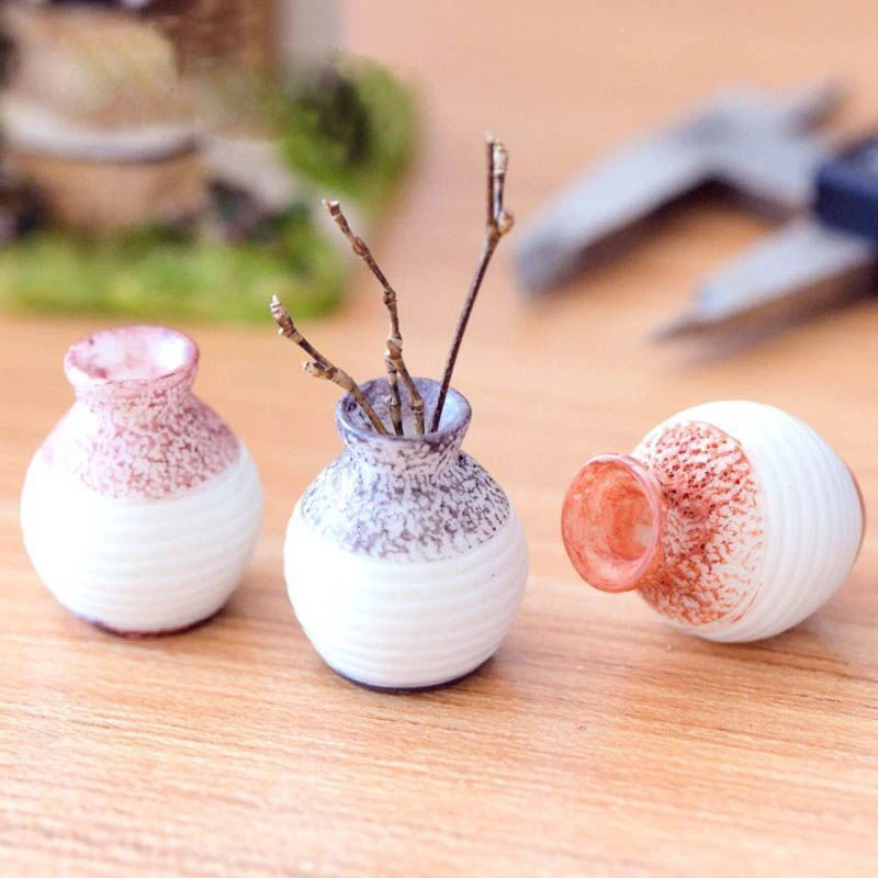 Resin Mini Vase Small Mouth Vase Flowerpot Garden Ornament DIY Micro Landscape Desk Decoration Home Decoration Accessories