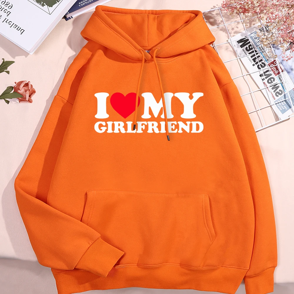 I Love My Girlfriend Printing Hoody Men Women Autumn Loose Sweatshirt Autumn Crewneck Clothes Loose Pocket Coat Hoody Couple view 4