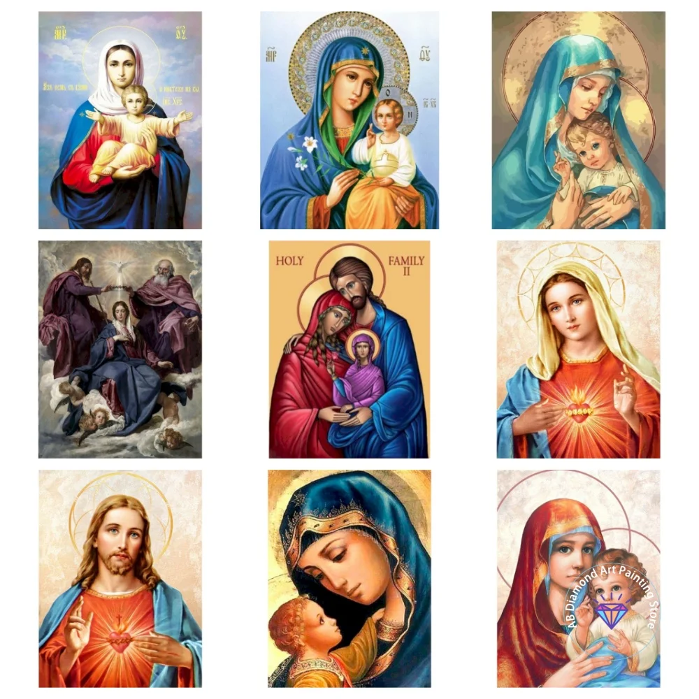 

Jesus and the Virgin Mary AB Diamond Painting Kit Square Round Diamond 5D DIY Mosaic Handmade Art Exquisite Gift Home Decor