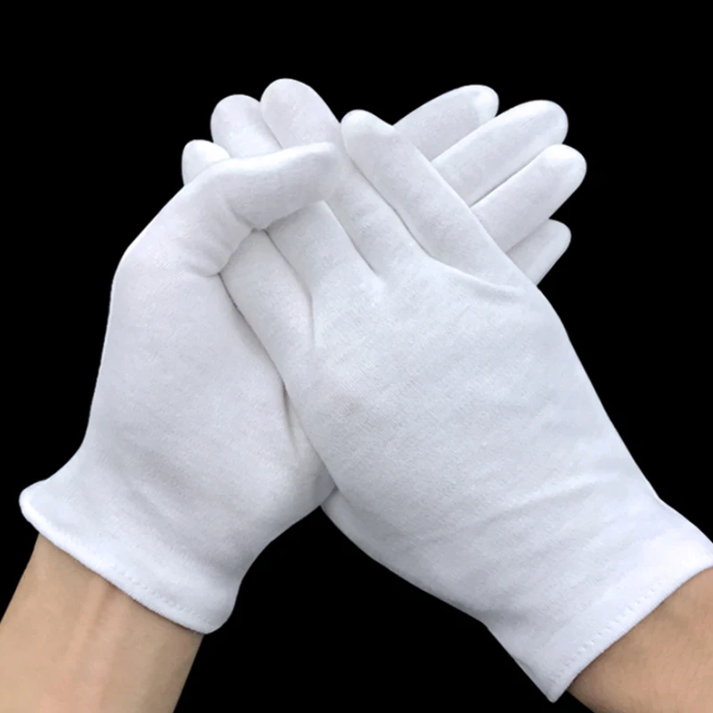 1/10 pares de guantes de trabajo de algodón suave blanco para manos secas, película de manipulación, guantes de SPA, guantes elásticos ceremoniales, herramientas de limpieza del hogar