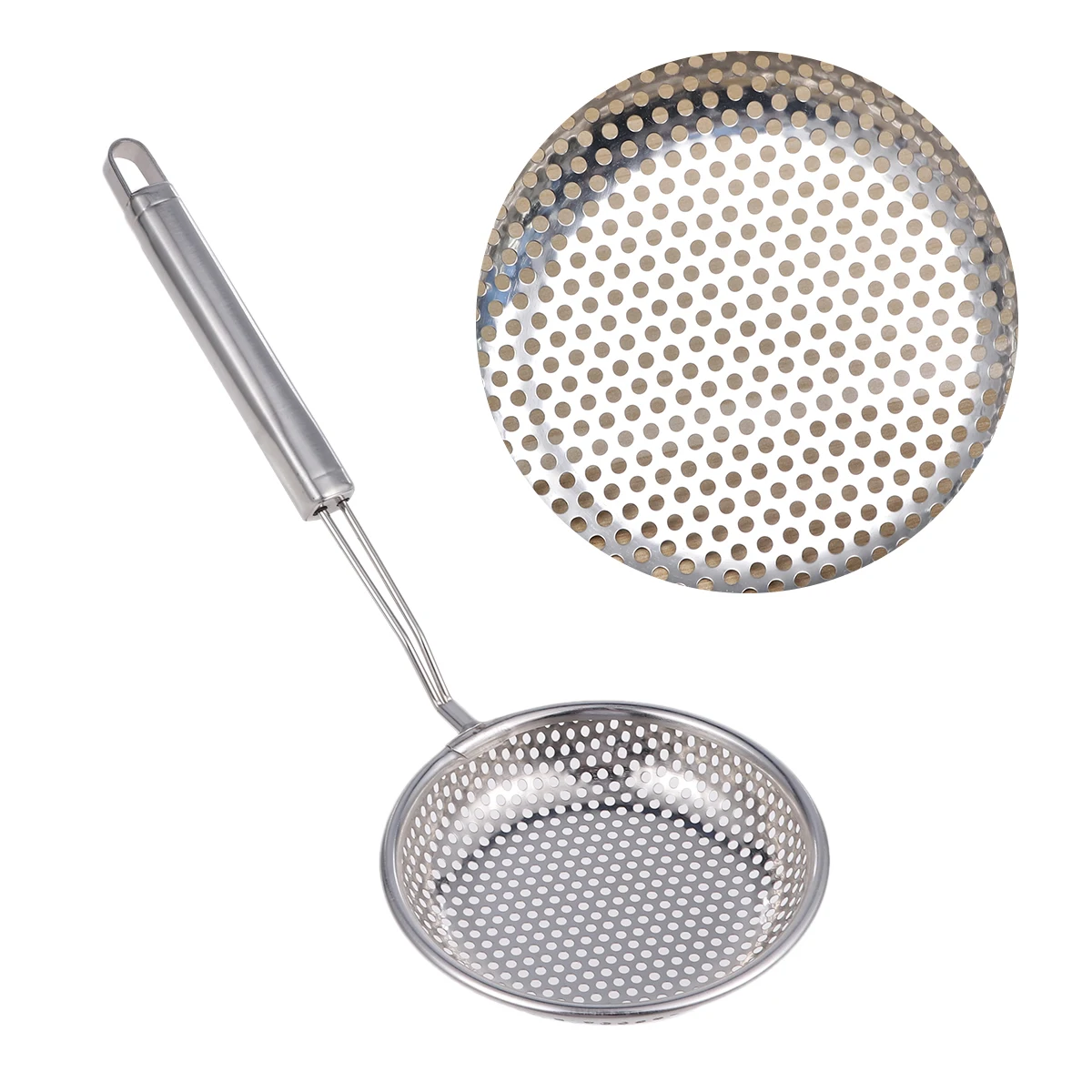 

Stainless Steel Colander Scoop Oil Filter Spoon Heat Resistant Fine Mesh Strainer Ergonomic Handle For Frying Food Serving Home