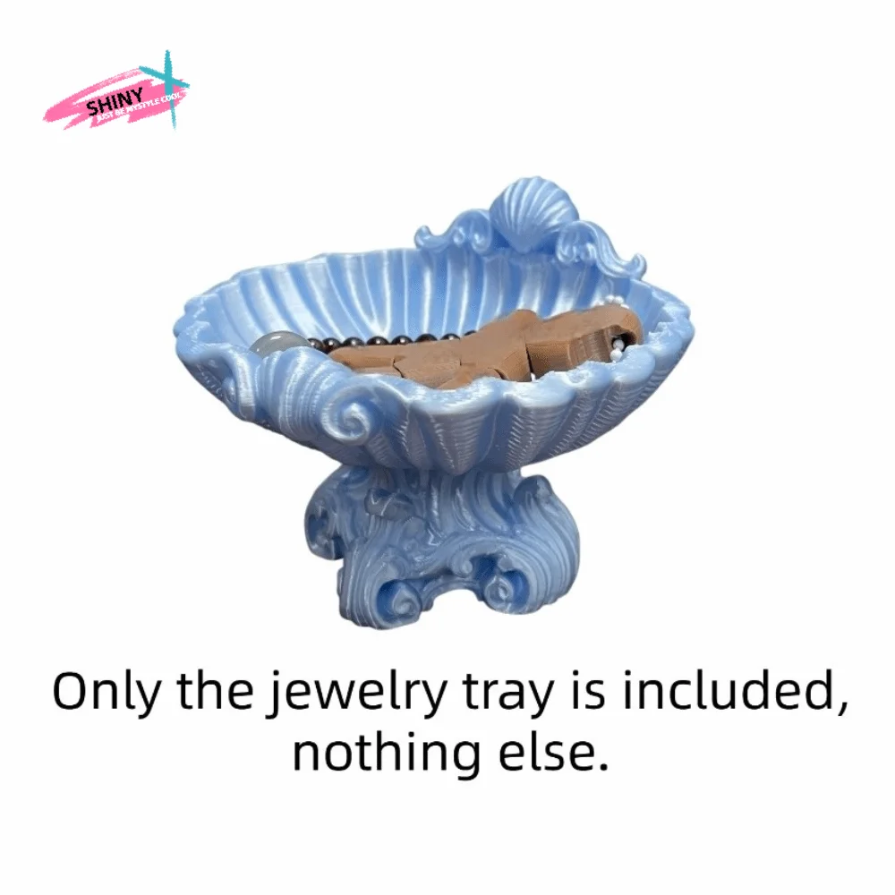 

Elegant Bow 3D Printed Jewelry Tray Sweet Decorative Sofa-shaped Ring Holder Creative Baroque Style Shell Shape Jewelry Tray