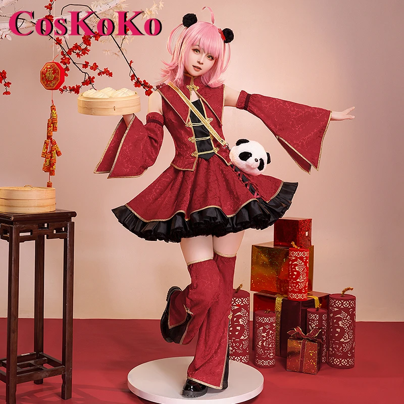 CosKoKo Hinamori Amu Cosplay Anime Shugo Chara Costume Neo Chinese Style Sweet Red Uniform Halloween Party Role Play Clothing