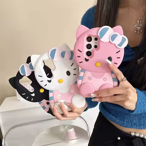 3D Cartoon Hello Kitty Phone Case for Samsung Galaxy S22 S23 S24 S25 Ultra A14 A15 A16 A24 A25 A26 A34 A35 A36 A54 A55 A56 Cover