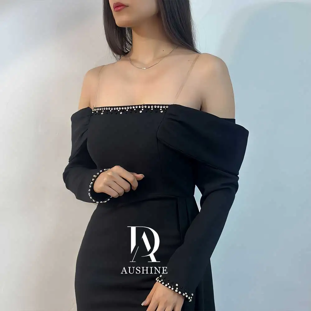 Aushine Customized Birthday Evening Dress Floor Length Full Sleeves Summer Elegant Wedding Party Gowns For Women Arab 2024Fu