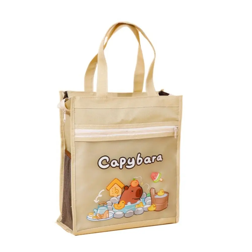 Multifunction Capybara Tote School Bag Handheld Side Mesh Pocket Cartoon Tote Tutorial Bag Panda Portable A4 File Tutorial Bags