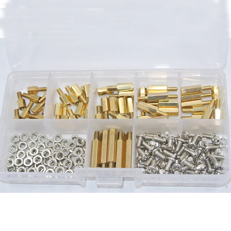 180Pcs/set M3*L+6mm Hex Nut Spacing Screw Brass Threaded Pillar PCB Motherboard Standoff Spacer Kit