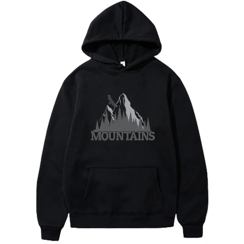 

Autumn and winter casual fitness sports adult men's hoodie creative mountain pattern 2D printing pullover hooded sweatshirt