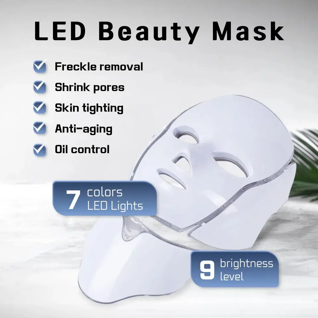 

7 IN 1 Led Photon Therapy Mask 7-color Light Beauty Instrument Skin Rejuvenation Anti Acne Whitening LED Facial Beauty Mask