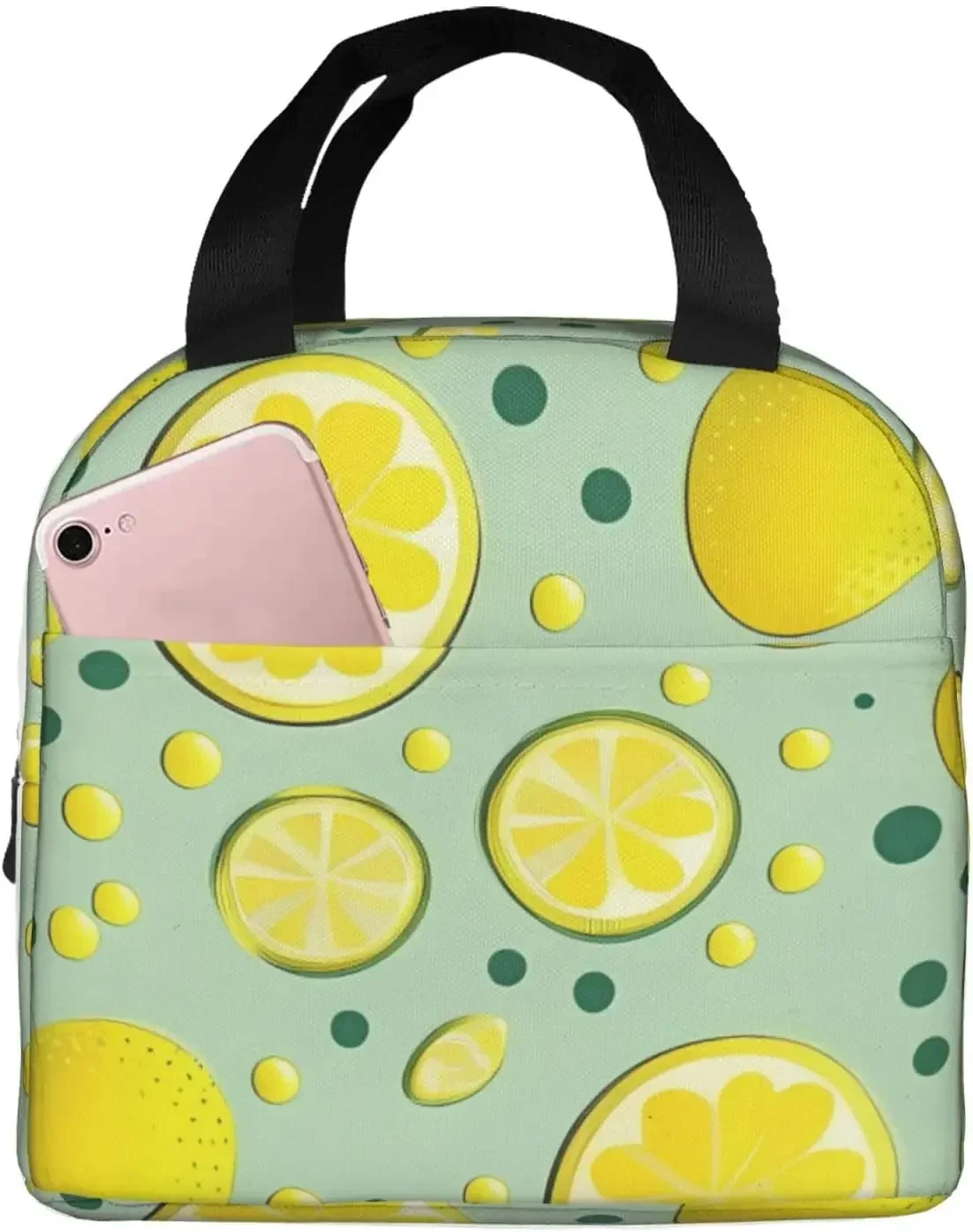 Summer Fruits Grapefruit Slice Insulated Lunch Bag Thermal Freezable lunch Tote Waterproof Bento Lu nch Box Women Men Lunc h