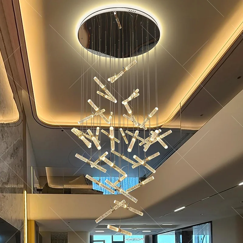 

Modern home decoration crystal chandelier, stair Pendant lamp, living room Pendant lights, interior lighting