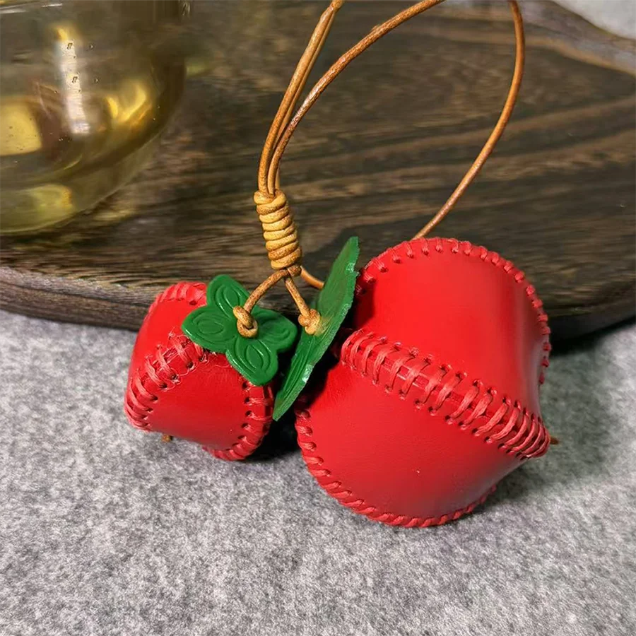 

Handmade Orange Button Leather Keychain Pendant Colorful Decoration Bag Accessory Customizable Key Holder Jewelry Bag Charm