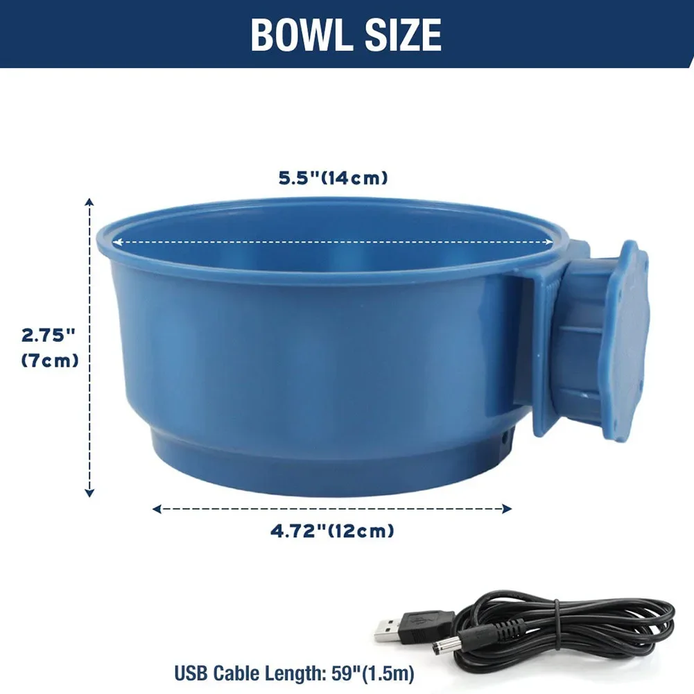 Heating Feeding Water Bowl for Dogs and Cats, Pet Cage Hanging Bowl, Heated Drinking Water Feeder, Rabbits and Chickens, Winter