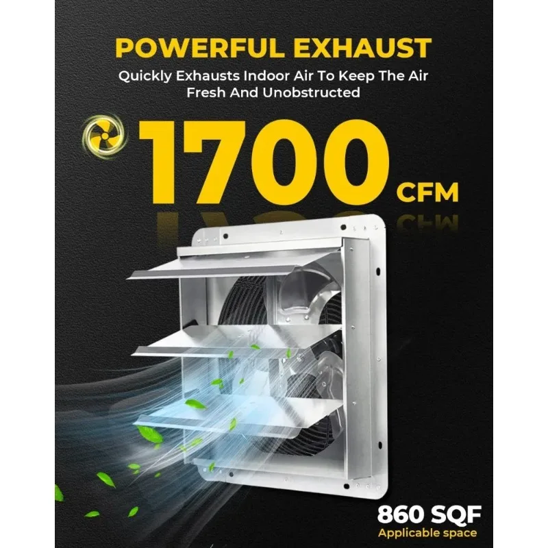 مروحة عادم مصراع VENTISOL مقاس 14 بوصة، مروحة Ven مع سلك طاقة مثبت على الحائط، سرعة عالية 1520CFM للمرآب والعلية والمحلات التجارية