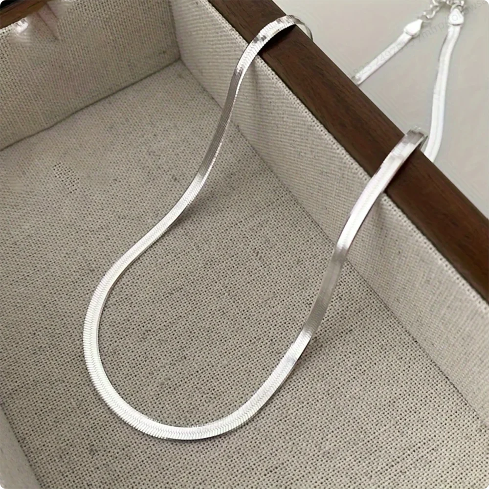 

925 Sterling Silver Delicate Blade Chain Necklace, 4mm, for Men and Women, a Gift/Collarbone Necklace/Wedding Accessory