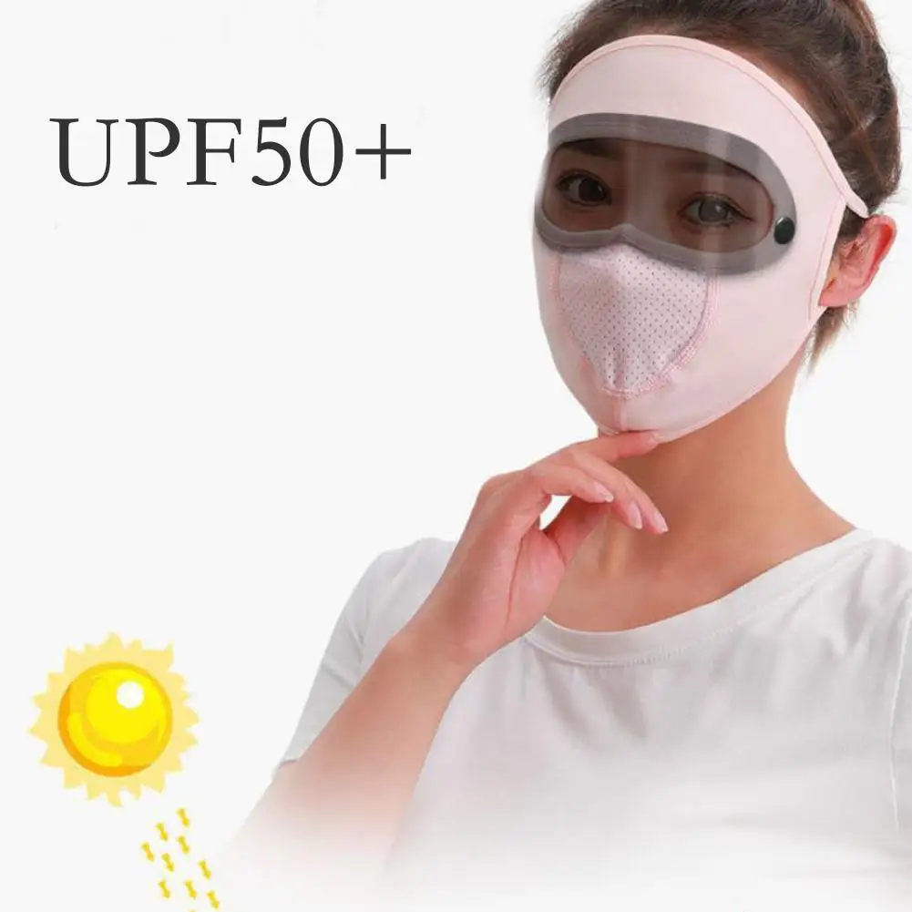 Summer Sunscreen Ice Silk Mask UV Protection Full Face Cover Sunscreen Veil Face With Brim Outdoor Cycling Sun Protection Hat