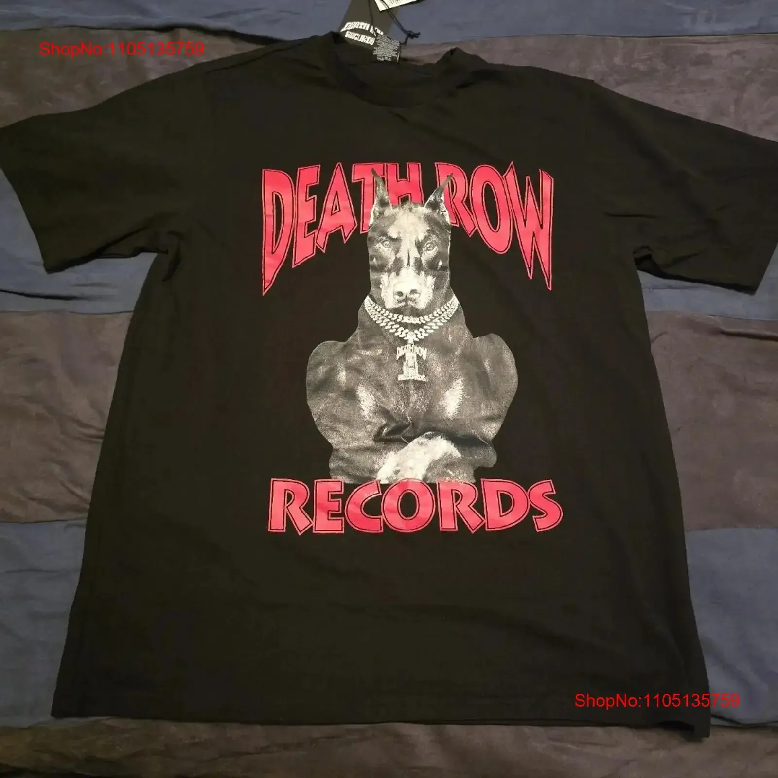 

Death Row Records Doberman size XL T shirt Black Red vintage Washed Casual designer clothes Stylish streetwear Soft Breathable