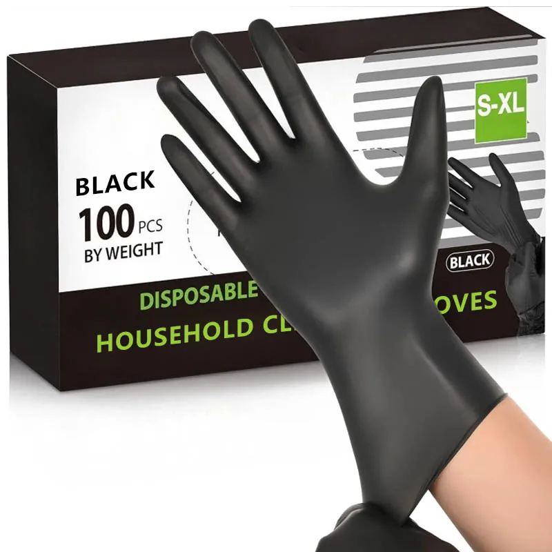 20/50/100PCS Black Disposable Nitrile Gloves Housework Cleaning Gloves Hairdressing Manicure Dishwashing Tattoo Cleaning Tool