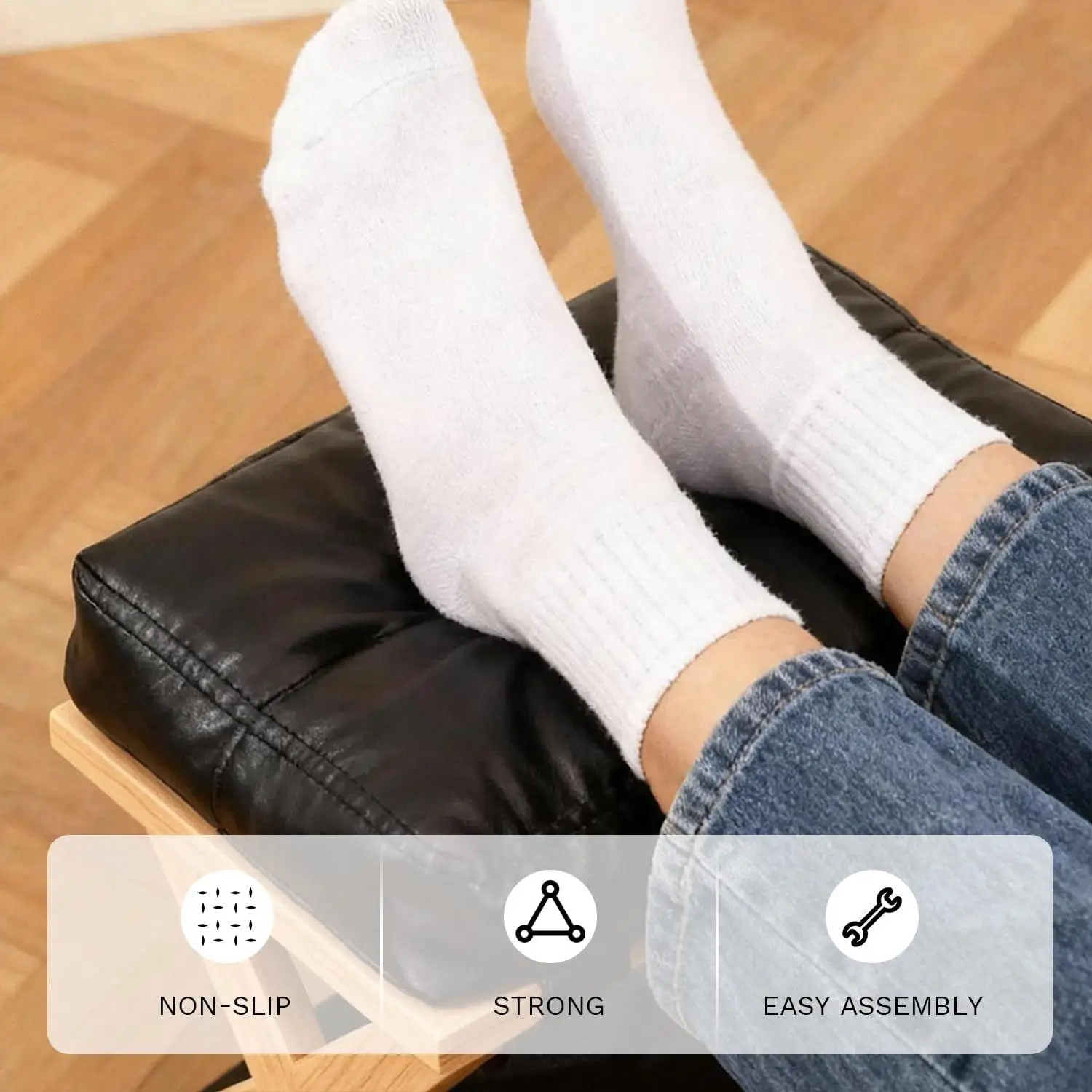 

Foot Rest Under Desk Wooden Double-Layer Non-Slip Ergonomic Under Desk Leg Foot Rest For Home Dorm Office Apartment Study