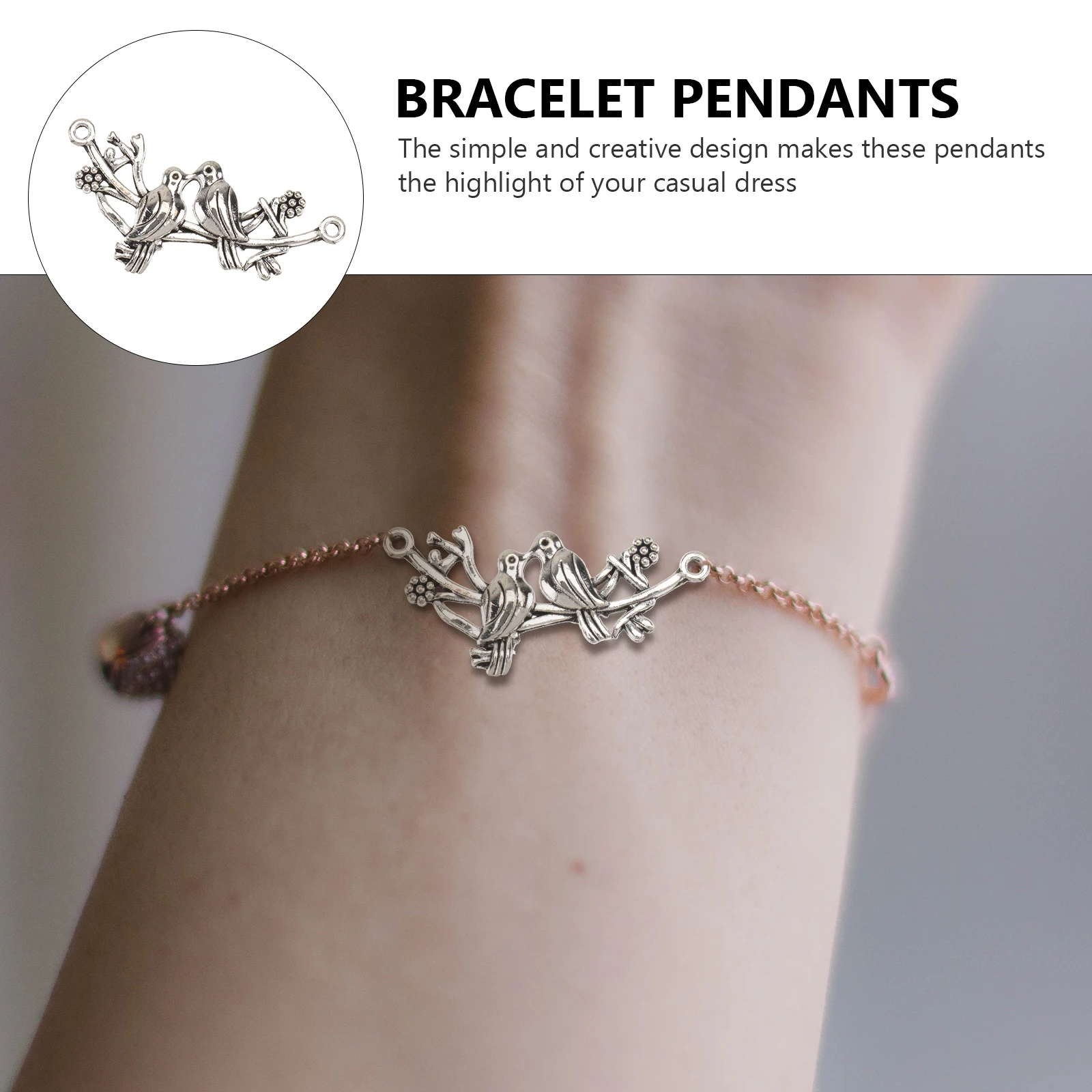 

10 Pcs Bird Pendant Charm Vintage Accessories Alloy Jewelry Charms for Making Silver