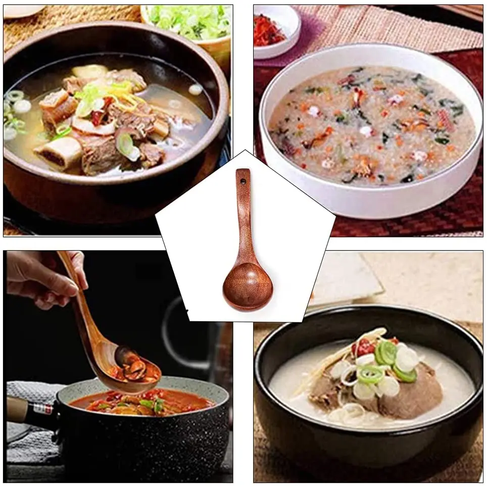 Wooden Serving Spoon Ladle Safe And Harmless Natural Wood Soup Ladle Kitchen Cooking Spoon Special Spoon For Soup And Porridge