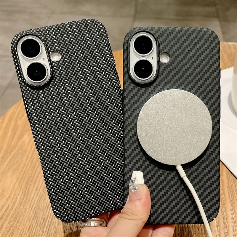 Luxuriöses Carbonfaser-Kevlar-Muster für Magsafe Magnetische Hülle für iPhone 11 12 13 14 15 16 17 Pro Max Plus Stoßfeste Rückabdeckung – Detail 1