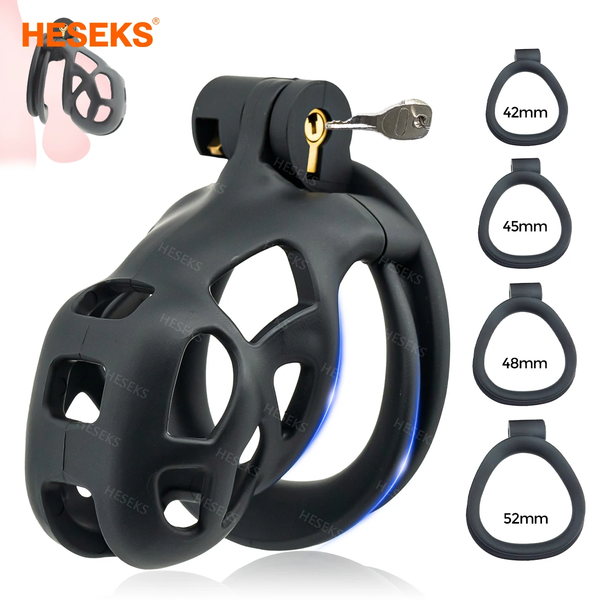 HESEKS 3D Druck Keuschheitskäfig Set Anti Off Lock Penis Ring Cock Cage Kit Trainer Sexspielzeug Shop Sissy Erwachsene Waren für Männer