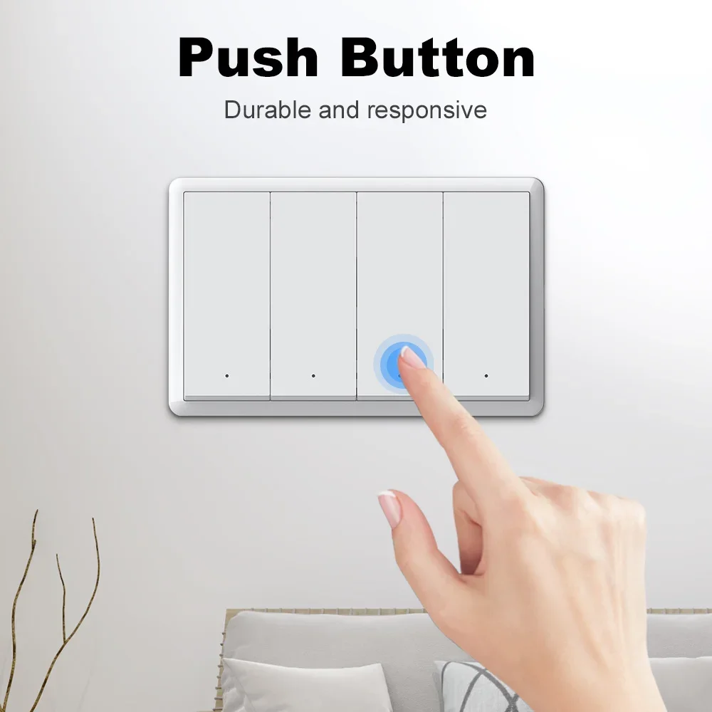 Tuya Matter WiFi Smart Light Switch Need Neutral Wire 1/2/3/4 Way Control Panel Works With Smart Life Homekit Alexa Home