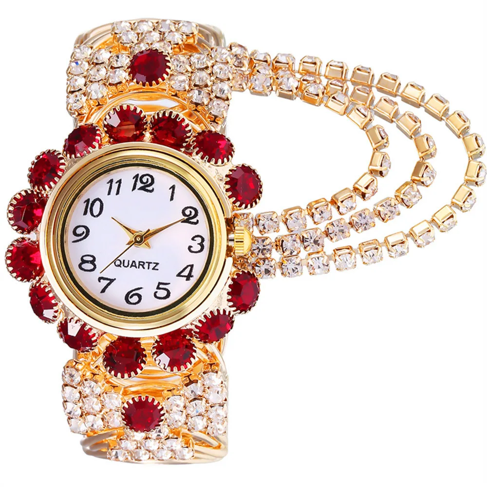 Mulheres brilho pulseira relógio de luxo elegante rosa ouro aço inoxidável relógio de pulso senhoras strass montre femme relojes saati