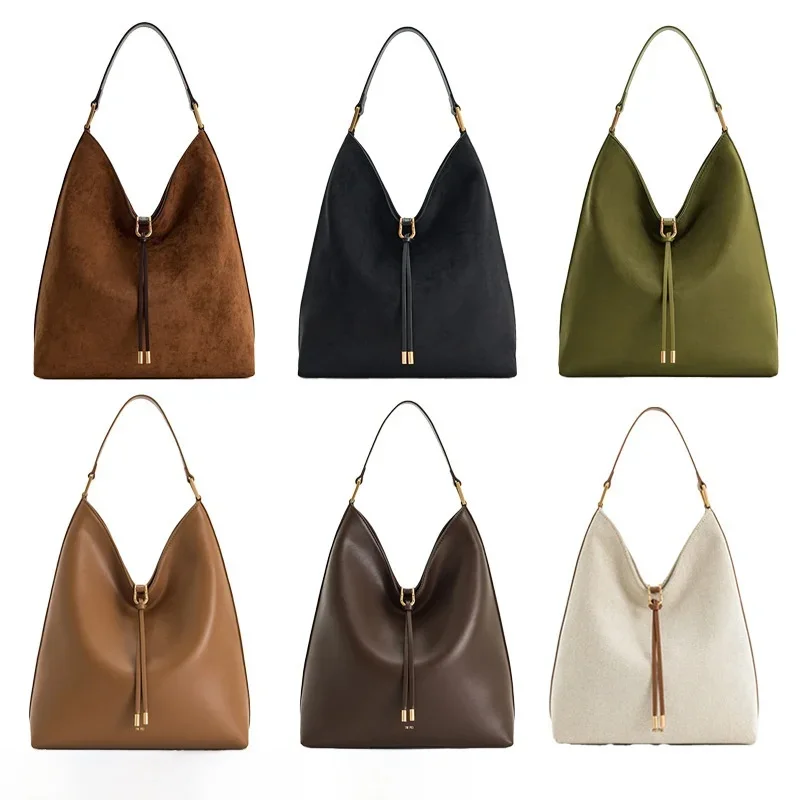 

JWPEI Aria Women's Tote Bag Underarm Bag Large Capacity Fashionable Handbag Commuter Bag Leather Bucket Shape Soft Texture