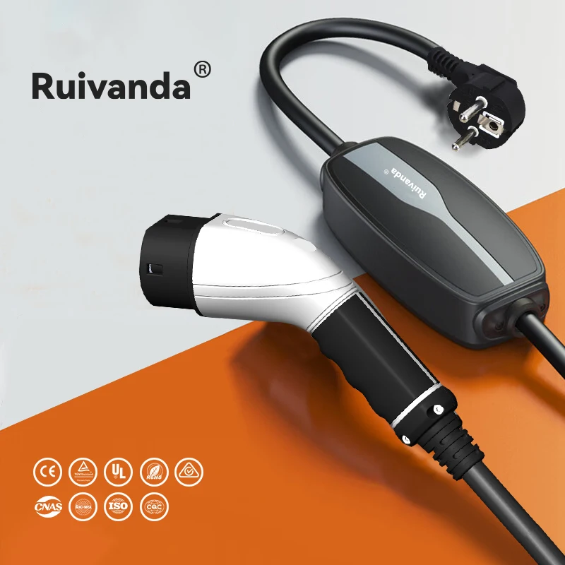 

RUIVANDA Portable Ev Charger Type 1 Ev Fast Vehicle Charging Stations Adapter 8-48A 7kw 3.5kw Electric Car Charger