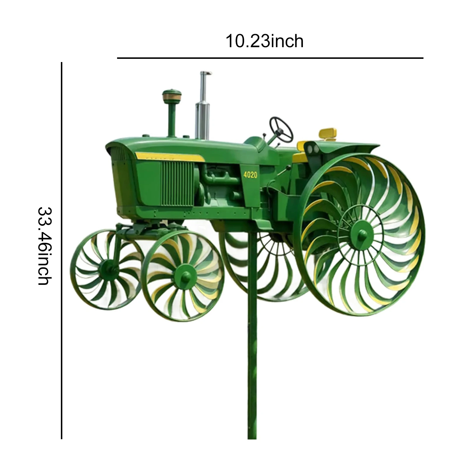 Tractor Wind Sculpture with Rotating Wheels Green Tractor Windmill Stake Decorative Windmill for Garden Yard Patio Lawn Decor view 6