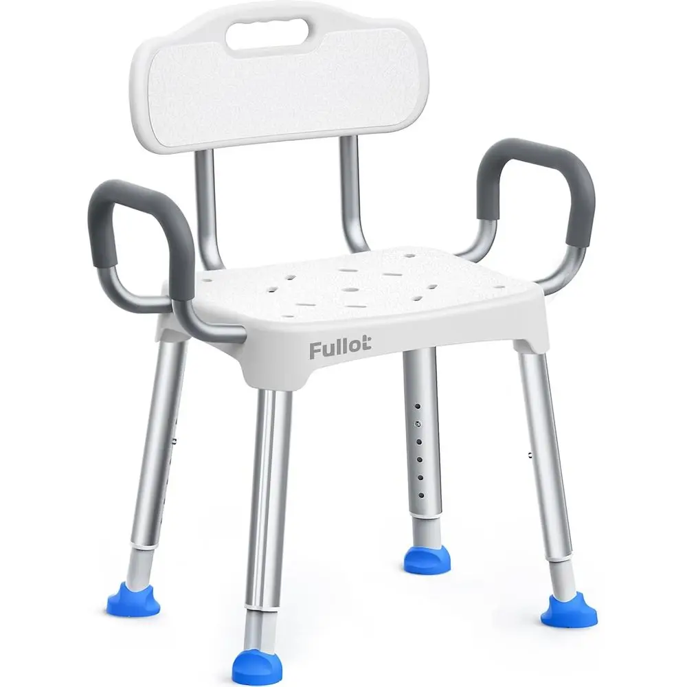 

Heavy Duty Adjustable Shower Chair with Back & Arms, 400 lbs Capacity, Non-Slip Seat for Elderly & Disabled, Tool-Free Assembly