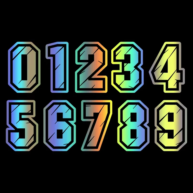 Figures 0 1 2 3 4 5 6 7 8 9 Racing Number Helmet Racing Waterproof Vinyl Decals Motorcycle Accessories Sticker Y545